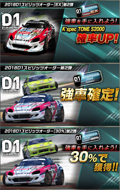 ドリフトスピリッツ ドリスピ 無課金 攻略 「2018 D1GP」D1グランプリ コラボレーション第2弾！ボスバトルイベント開催！